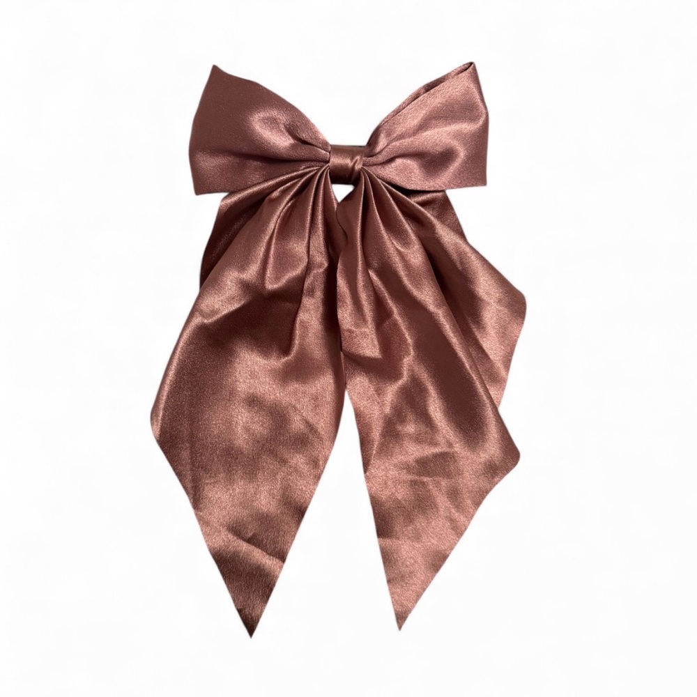 Elegant Satin Hair Bow new Brown with hint of Purple Strong hold clip - Picture 4 of 5
